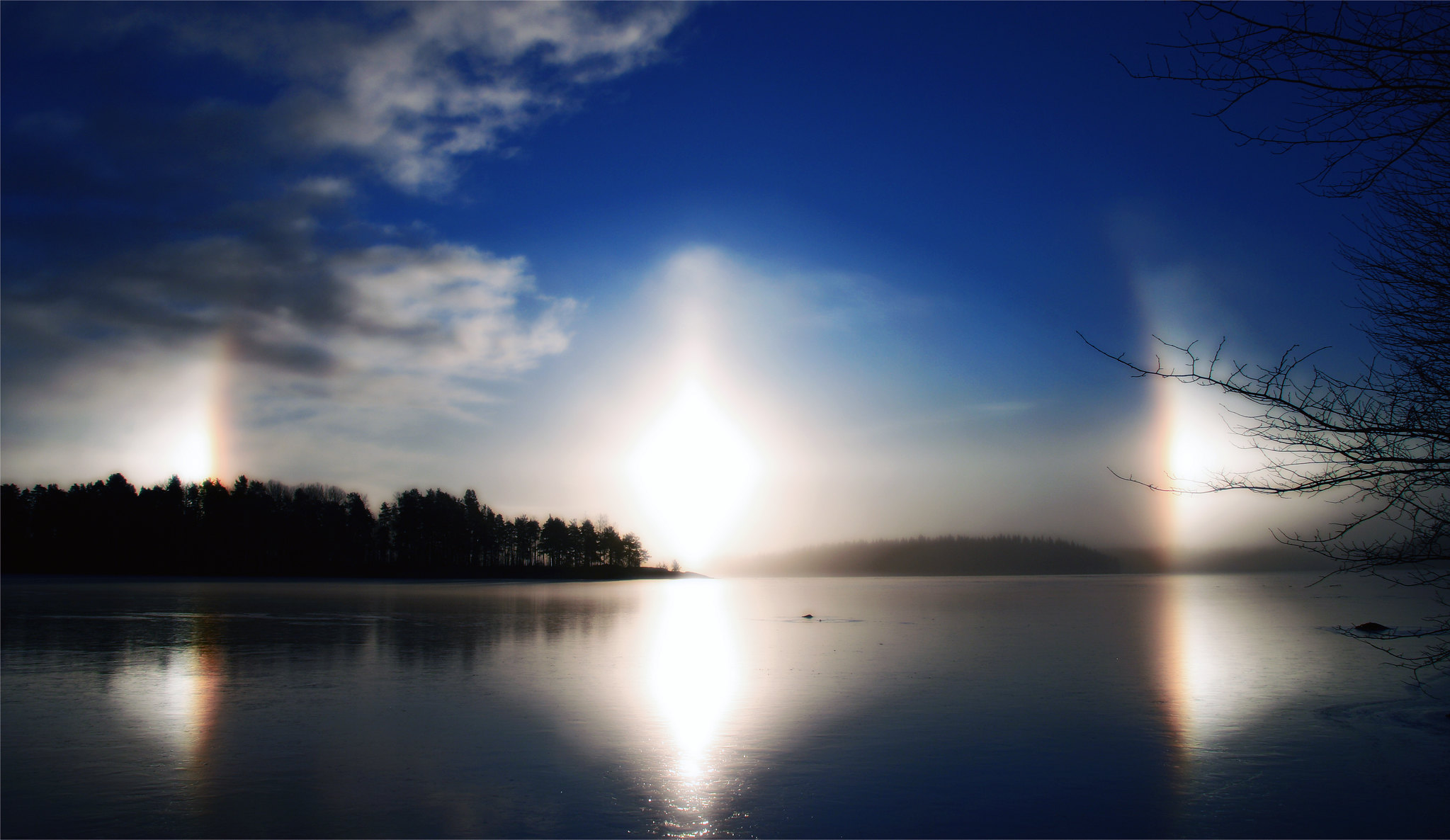 Sunset creating a halo effect